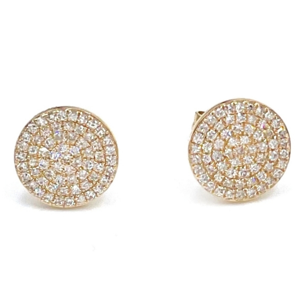 Sale! 14K yellow gold pave earrings